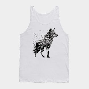 Wolf Tree Decay Drawing Animal Print Art Wolf Tank Top